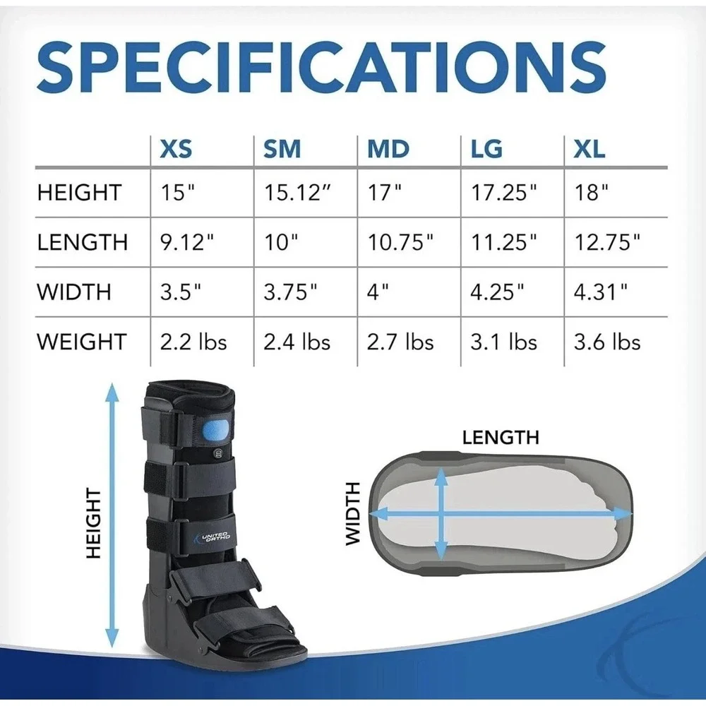 United Ortho Air Cam Walker Fracture Boot, Medium, Black